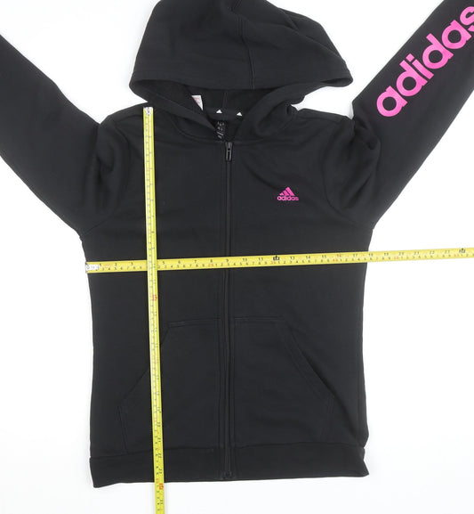 Adidas Womens Black Full Zip Hoodie XL Logo Sleeve Casual Sportswear
