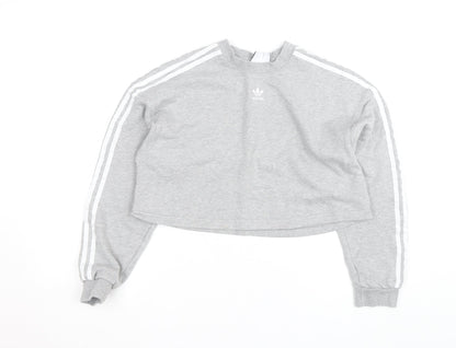 Adidas Womens Grey Cropped Pullover Sweatshirt XS