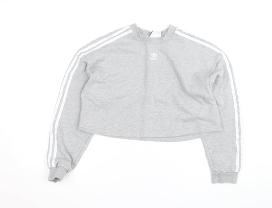 Adidas Womens Grey Cropped Pullover Sweatshirt XS