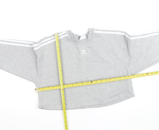 Adidas Womens Grey Cropped Pullover Sweatshirt XS