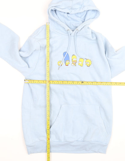 The Simpsons Mens Light Blue Hoodie L Pullover Graphic Print Cotton Blend