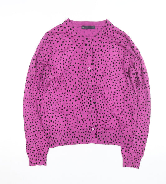 Marks and Spencer Women Purple Polka Dot Cardigan Size 12