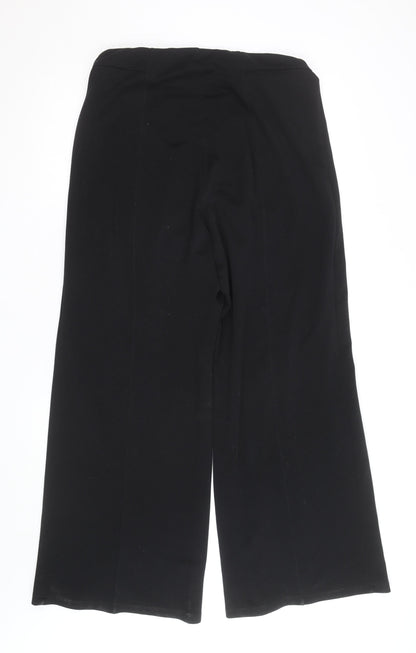 River Island Women Black Size 16 Wide-Leg Stretch Trousers