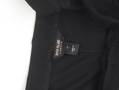 River Island Women Black Size 16 Wide-Leg Stretch Trousers