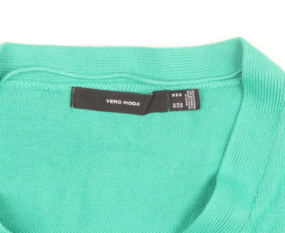 Vero Moda Women Green M Cardigan 3/4 Sleeve Button Front Knit
