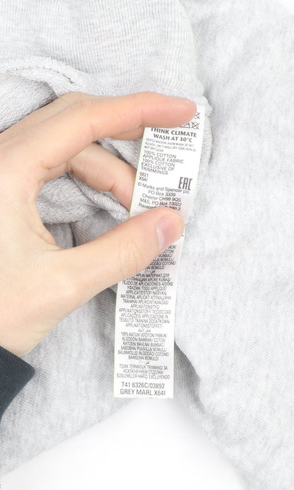 Marks and Spencer Mens Grey Bloom Sweatshirt L Crew Neck Cotton