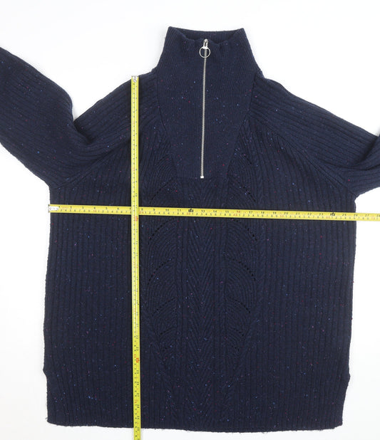 Marks and Spencer Men's Blue Half Zip Knit Jacket Size L