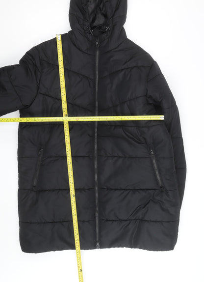 Crane Men's Black Puffer Jacket M Hooded Insulated Winter Coat