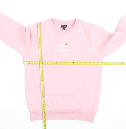 Ellesse Women's Pink Crew Neck Sweatshirt UK S Casual Logo Fleece
