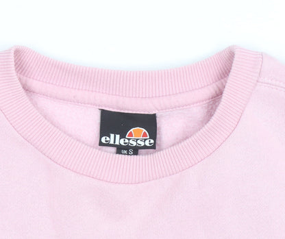 Ellesse Women's Pink Crew Neck Sweatshirt UK S Casual Logo Fleece