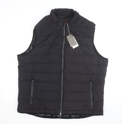 Springfield Men Black 2XL Puffer Gilet Waistcoat Polyester