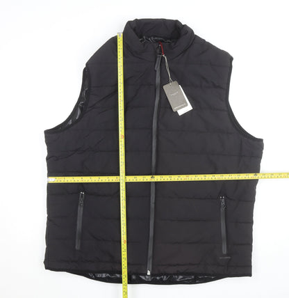 Springfield Men Black 2XL Puffer Gilet Waistcoat Polyester