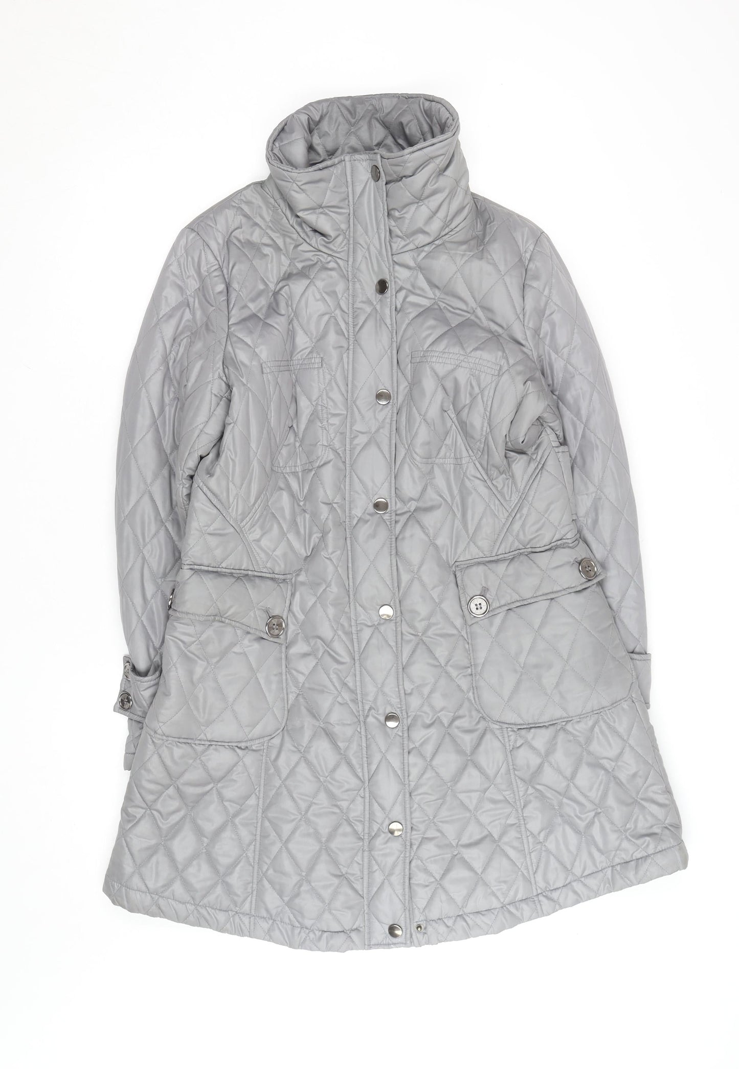 Fenn Wright Manson Women's Grey Quilted Mid-Length Coat Size 16
