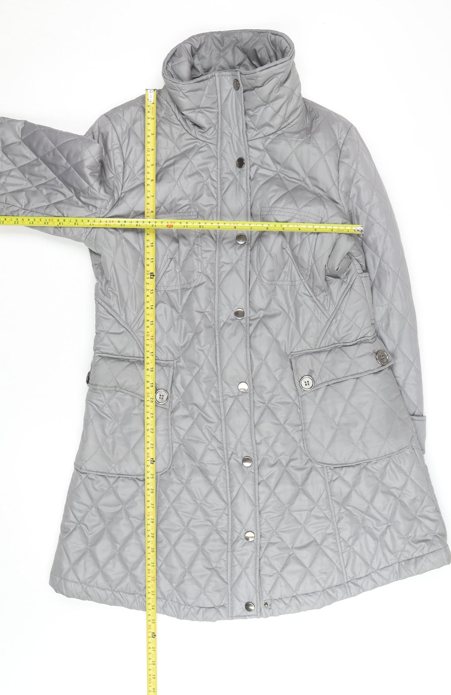 Fenn Wright Manson Women's Grey Quilted Mid-Length Coat Size 16