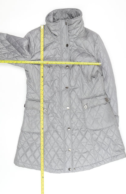 Fenn Wright Manson Women's Grey Quilted Mid-Length Coat Size 16