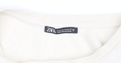 ZARA Women Ivory Fleece Long Sleeve Pullover Jumper Size 12