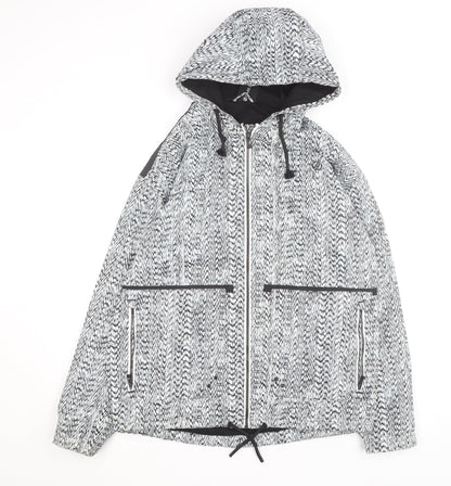 Dare 2B Women's Black Geometric Hooded Windbreaker Jacket UK 12