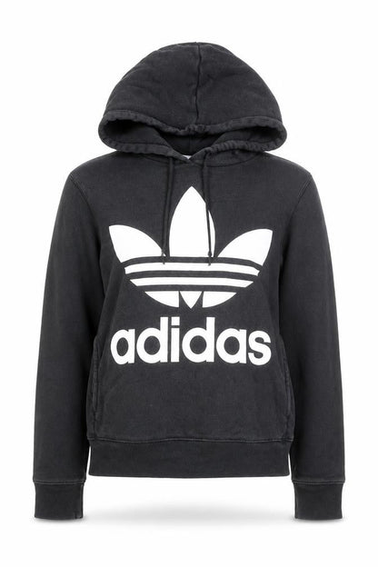 Adidas Women's Black XS Trefoil Pullover Hoodie Cotton Blend