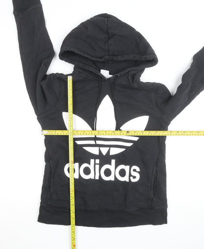 Adidas Women's Black XS Trefoil Pullover Hoodie Cotton Blend