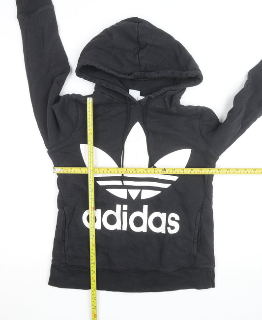 Adidas Women's Black XS Trefoil Pullover Hoodie Cotton Blend