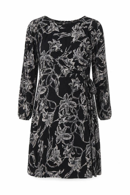 Wallis Petite Black Floral Wrap Dress Women’s Size 10 Knee Length