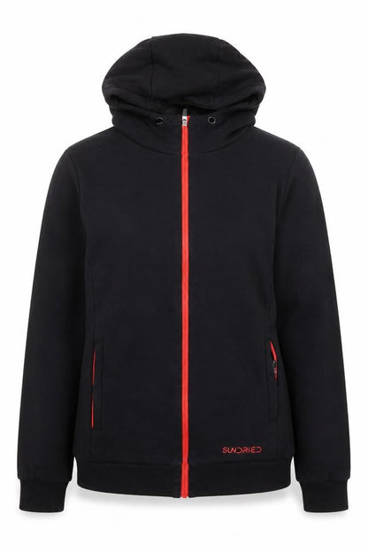 Sundried Womens Black Full Zip Hoodie M Cotton Blend Sportswear