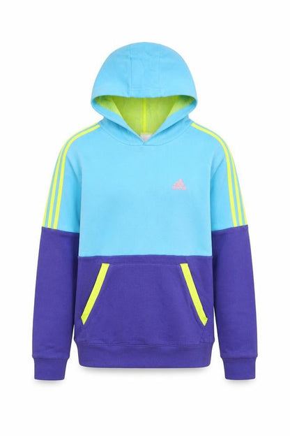 Adidas Boys Blue Colourblock Pullover Hoodie Size 15-16 Years