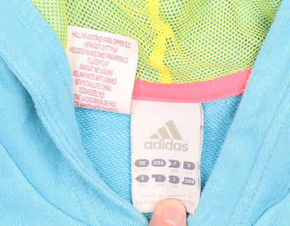 Adidas Boys Blue Colourblock Pullover Hoodie Size 15-16 Years
