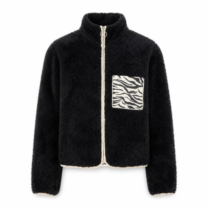 H&M Divided Women's Black Fleece Animal Pocket Jacket Size S