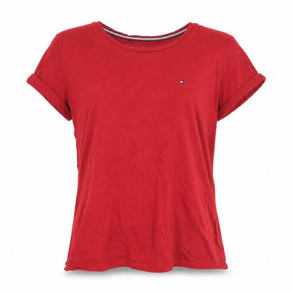 Tommy Hilfiger Women Red Cotton Basic T-Shirt L