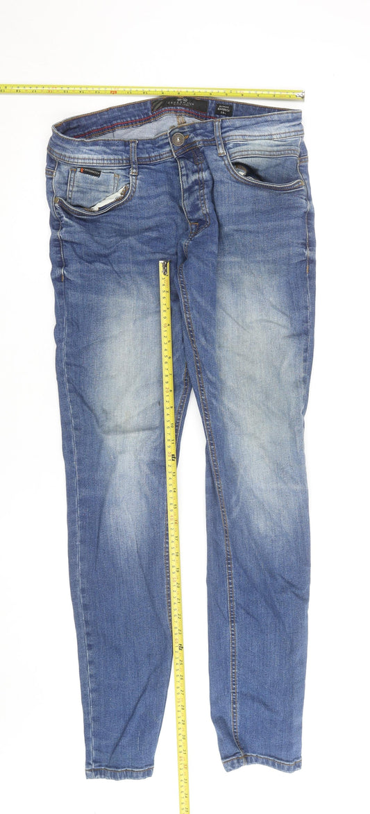 Crosshatch Men's Blue Denim Slim Fit Barbeck Jeans 34L