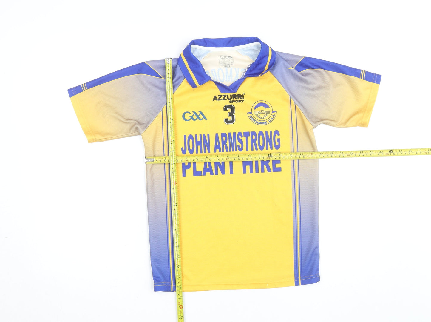 Azzurri Sport Boys Yellow Knockmore GAA Jersey 10-11 Years Short Sleeve