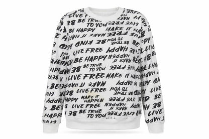 Boyfriend Crew Women's White Graphic Print Pullover Sweatshirt S