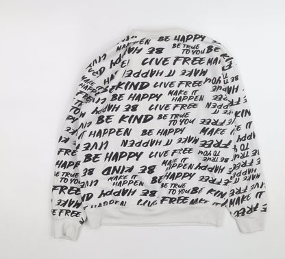 Boyfriend Crew Women's White Graphic Print Pullover Sweatshirt S