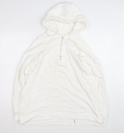 Aerie Women’s White Small Henley Hooded Cotton Jumper