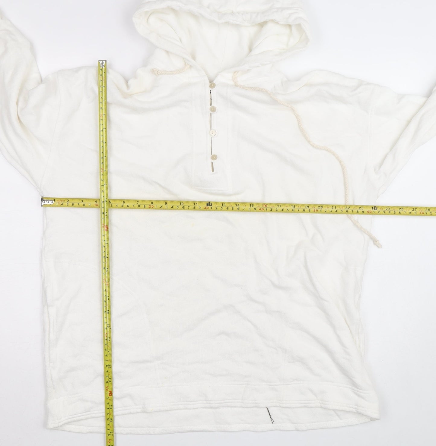 Aerie Women’s White Small Henley Hooded Cotton Jumper