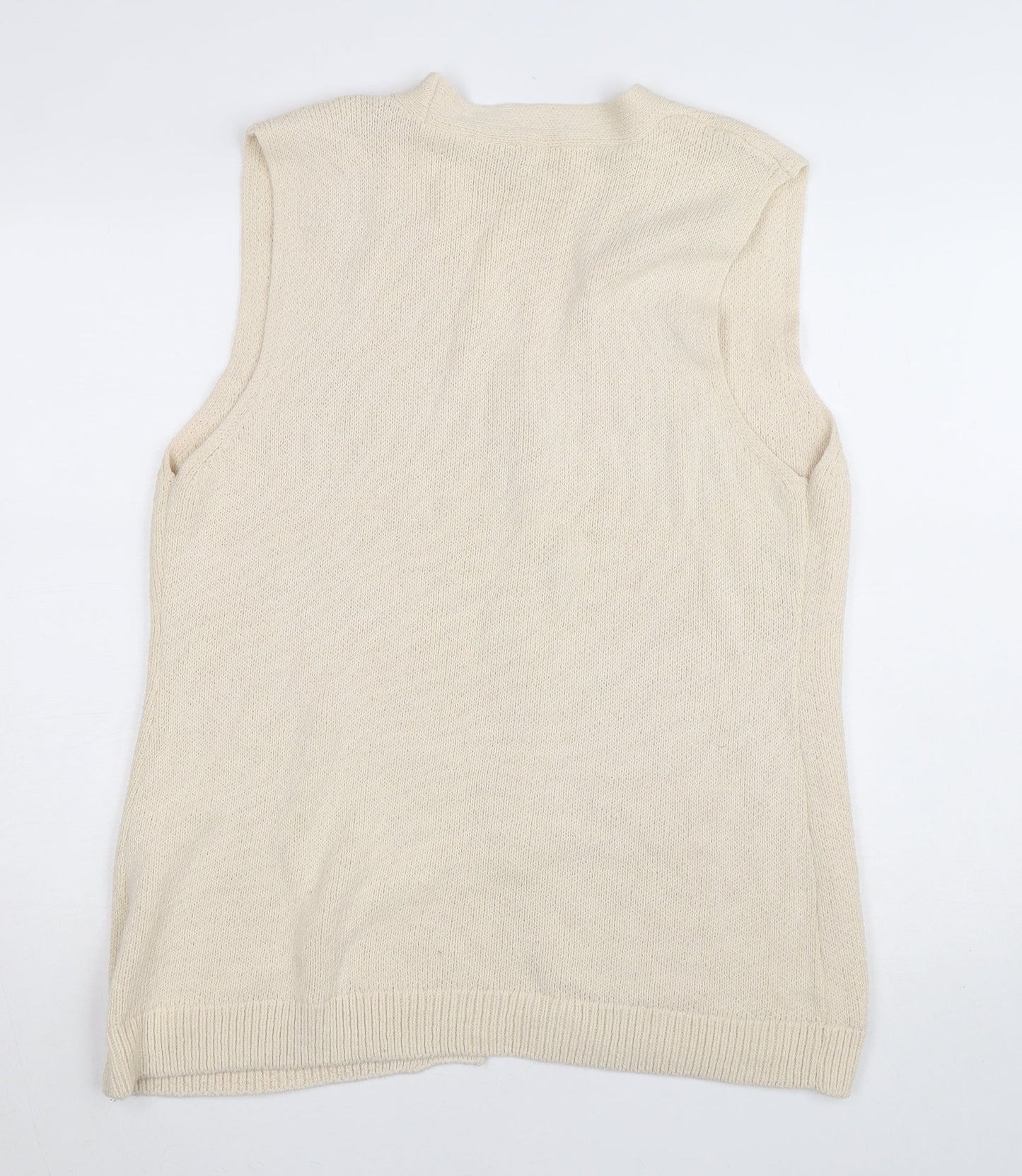 River Island Women's Beige Sleeveless V-Neck Button Cardigan M