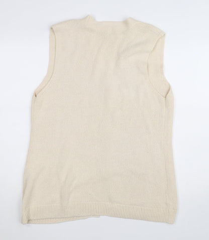 River Island Women's Beige Sleeveless V-Neck Button Cardigan M