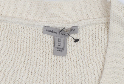 River Island Women's Beige Sleeveless V-Neck Button Cardigan M