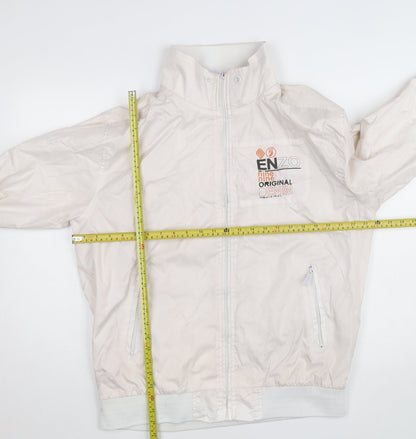 ENZO Women Ivory Bomber Jacket Size 6 Lightweight Zip Casual