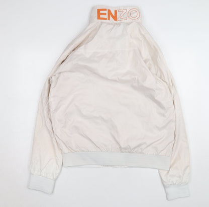 ENZO Women Ivory Bomber Jacket Size 6 Lightweight Zip Casual