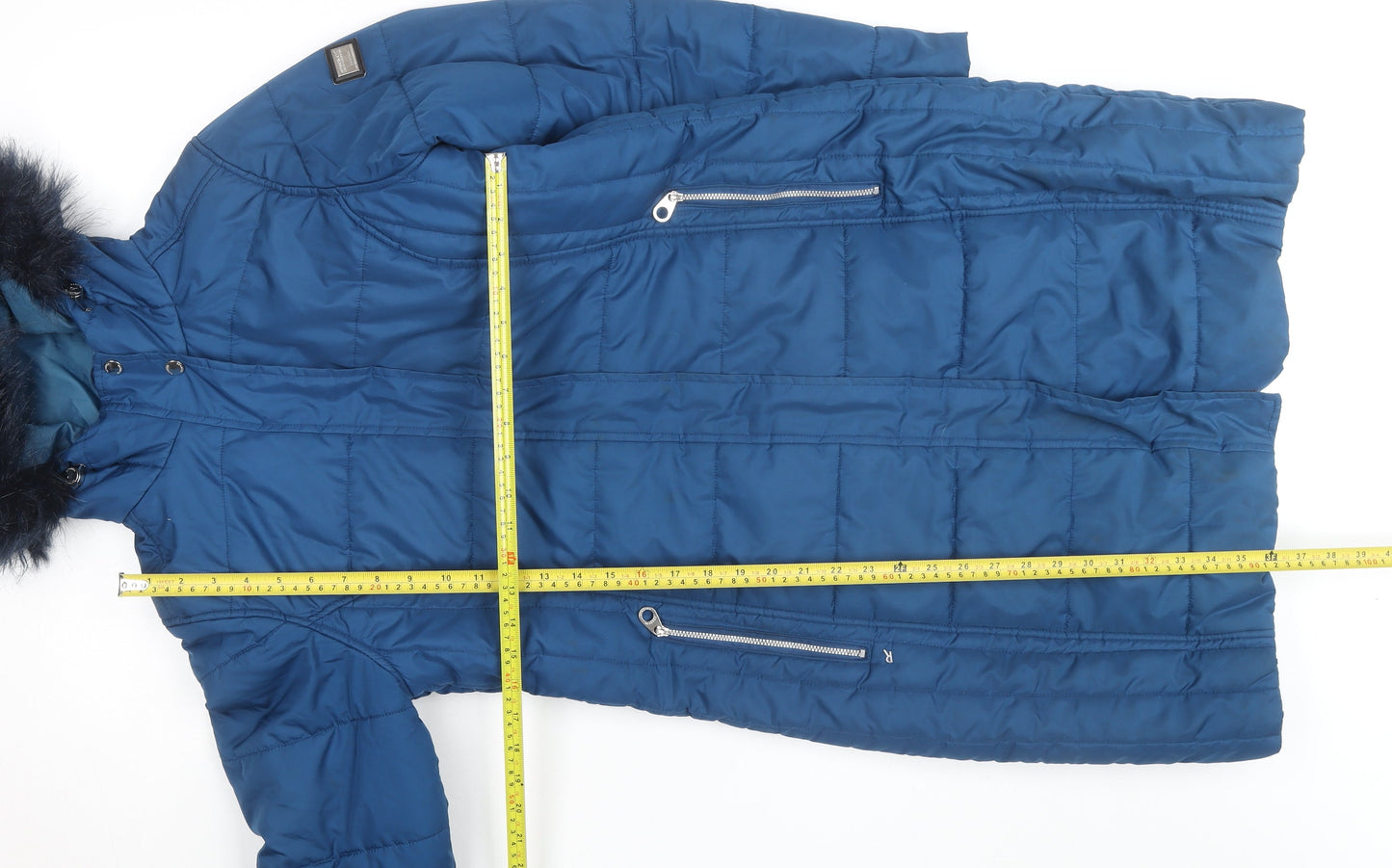 Regatta Women's Blue Long Puffer Coat Size 18 Hooded Waterproof
