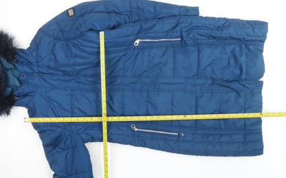 Regatta Women's Blue Long Puffer Coat Size 18 Hooded Waterproof