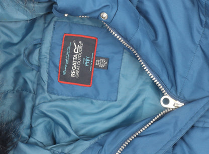 Regatta Women's Blue Long Puffer Coat Size 18 Hooded Waterproof