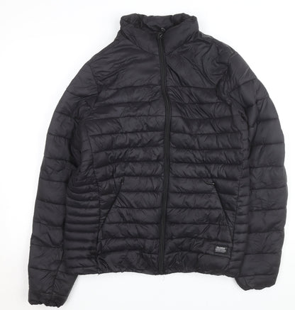 Pull&Bear Women's Black Puffer Jacket Size M Lightweight Quilted Winter Coat