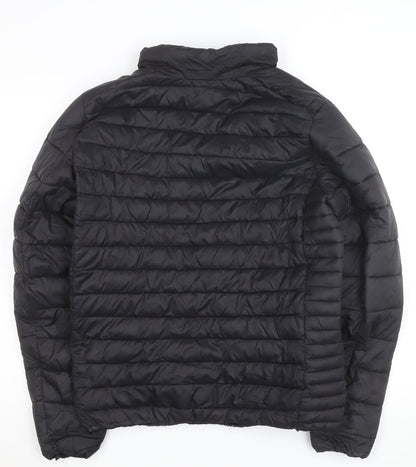 Pull&Bear Women's Black Puffer Jacket Size M Lightweight Quilted Winter Coat