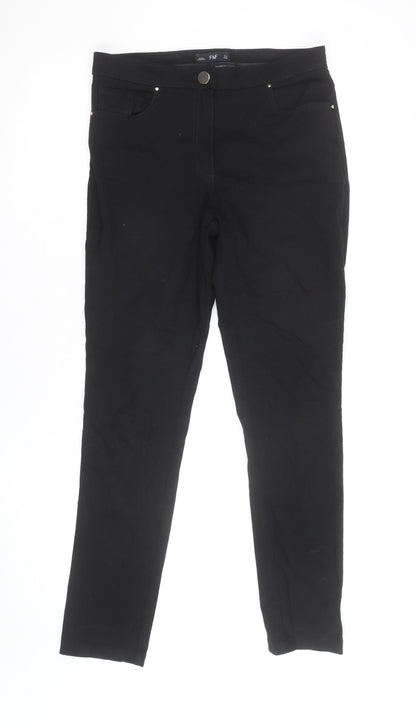 F&F Women's Black Cotton Blend Slim Fit Jegging Trousers UK 10