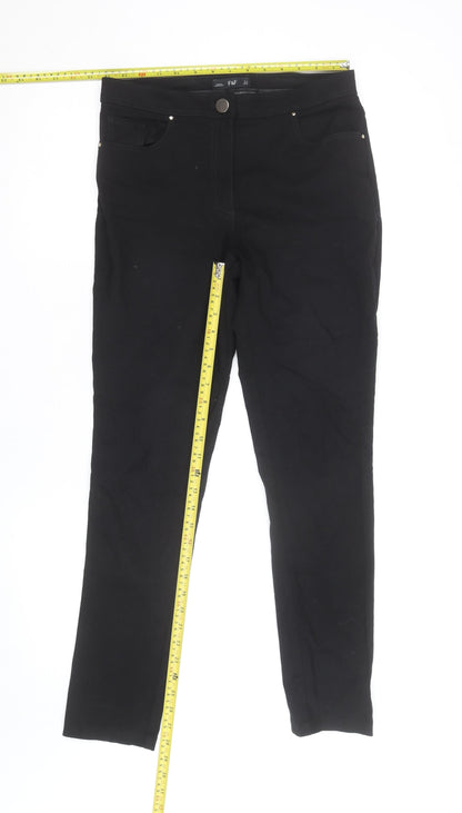 F&F Women's Black Cotton Blend Slim Fit Jegging Trousers UK 10
