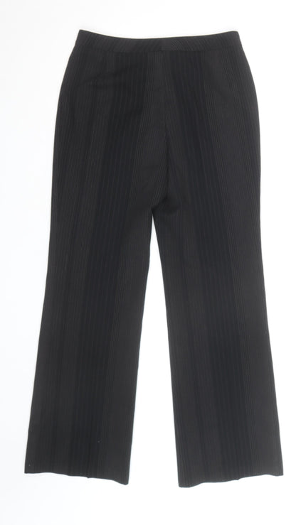 Marks and Spencer Womens Black Pinstripe Dress Pants UK 10 Straight Leg