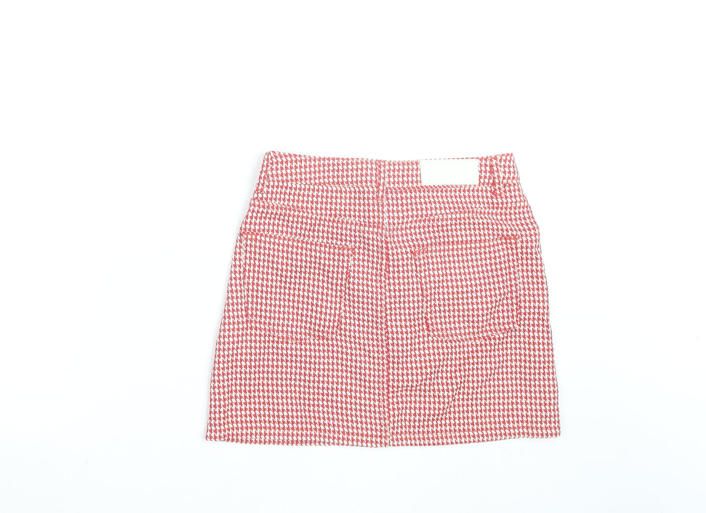 Topshop Women's Red Check Cotton Mini Skirt Size 10